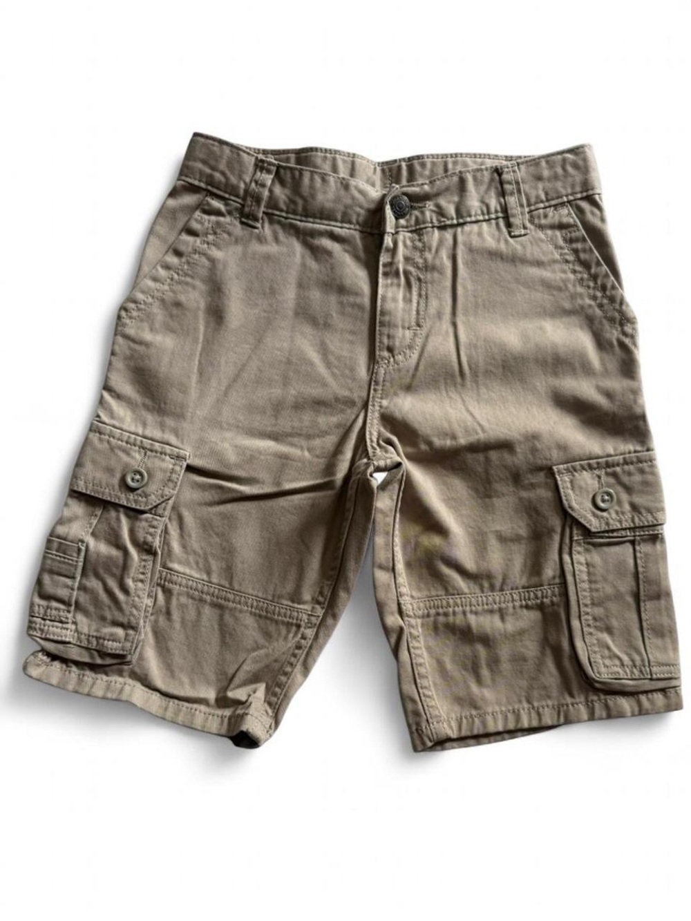 Wrangler Boys Khaki Cargo Shorts Size 8 Regular Adjustable Waist Tan Cotton